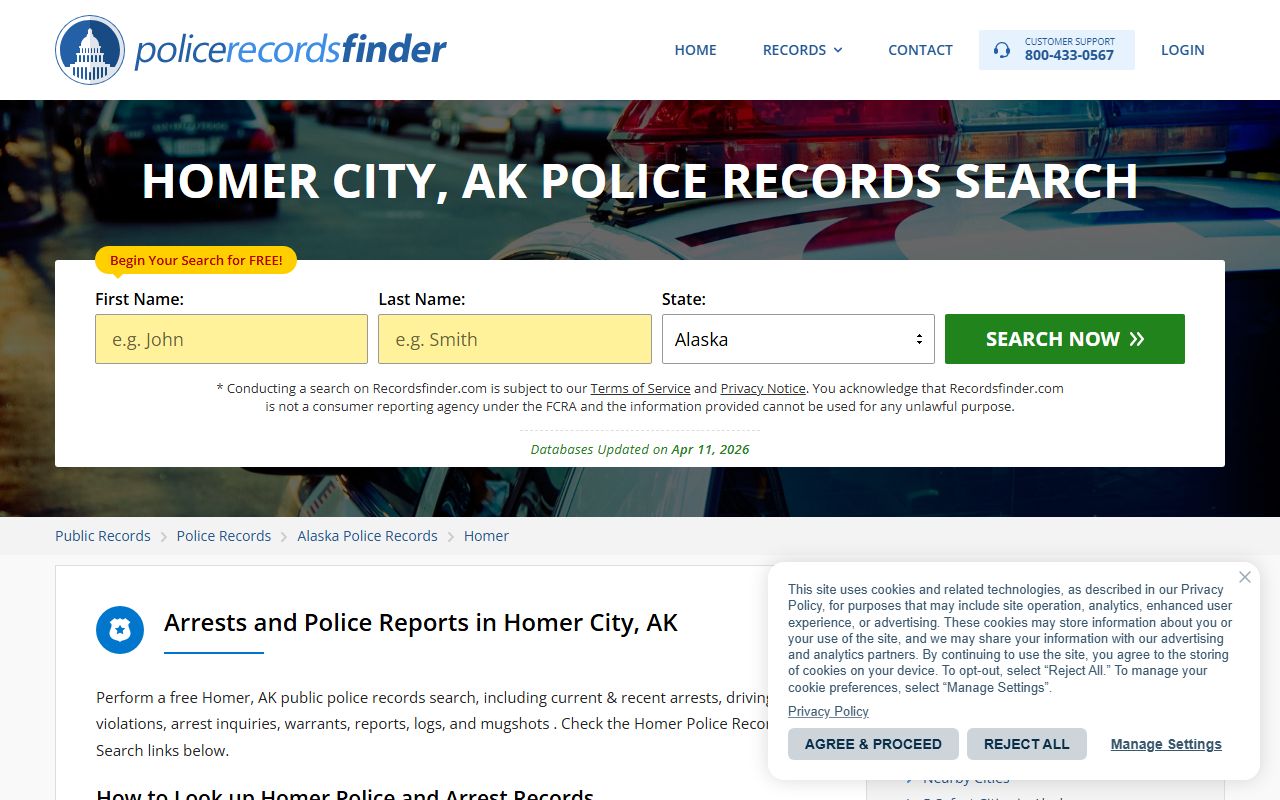 Homer police department background check records