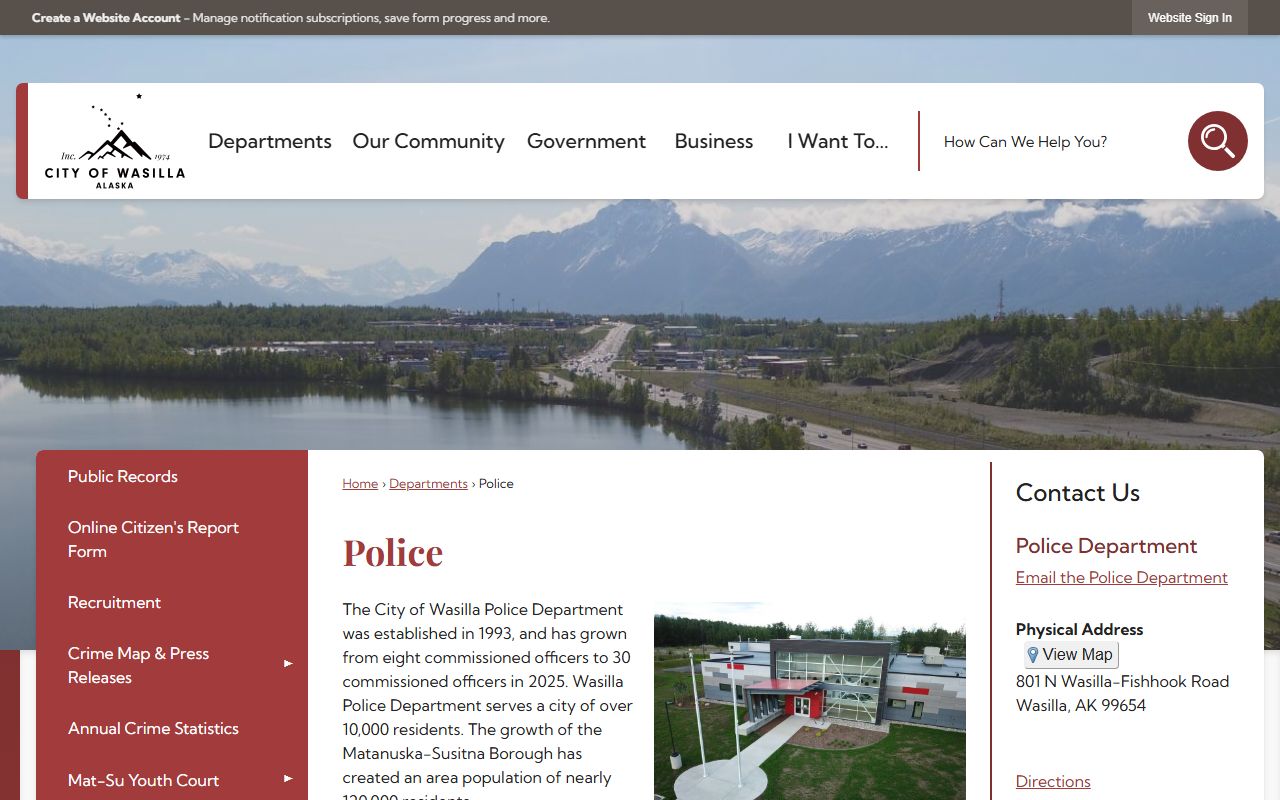 Wasilla Alaska background check police department