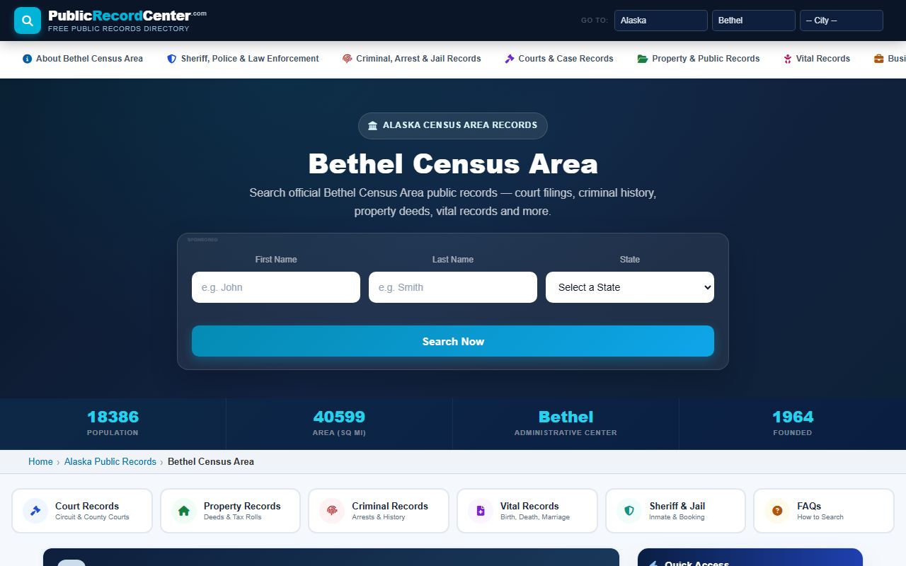 Bethel Census Area background check public records