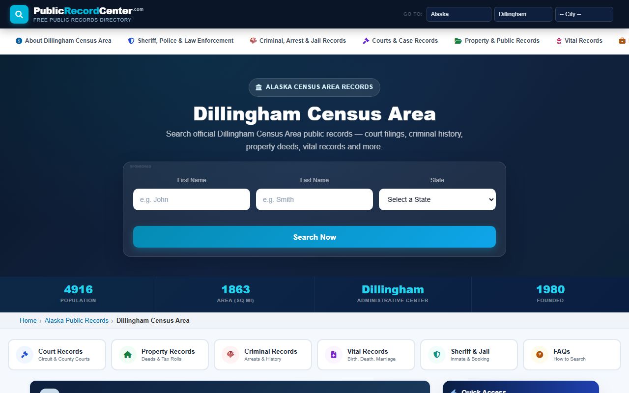 Dillingham Census Area background check records page