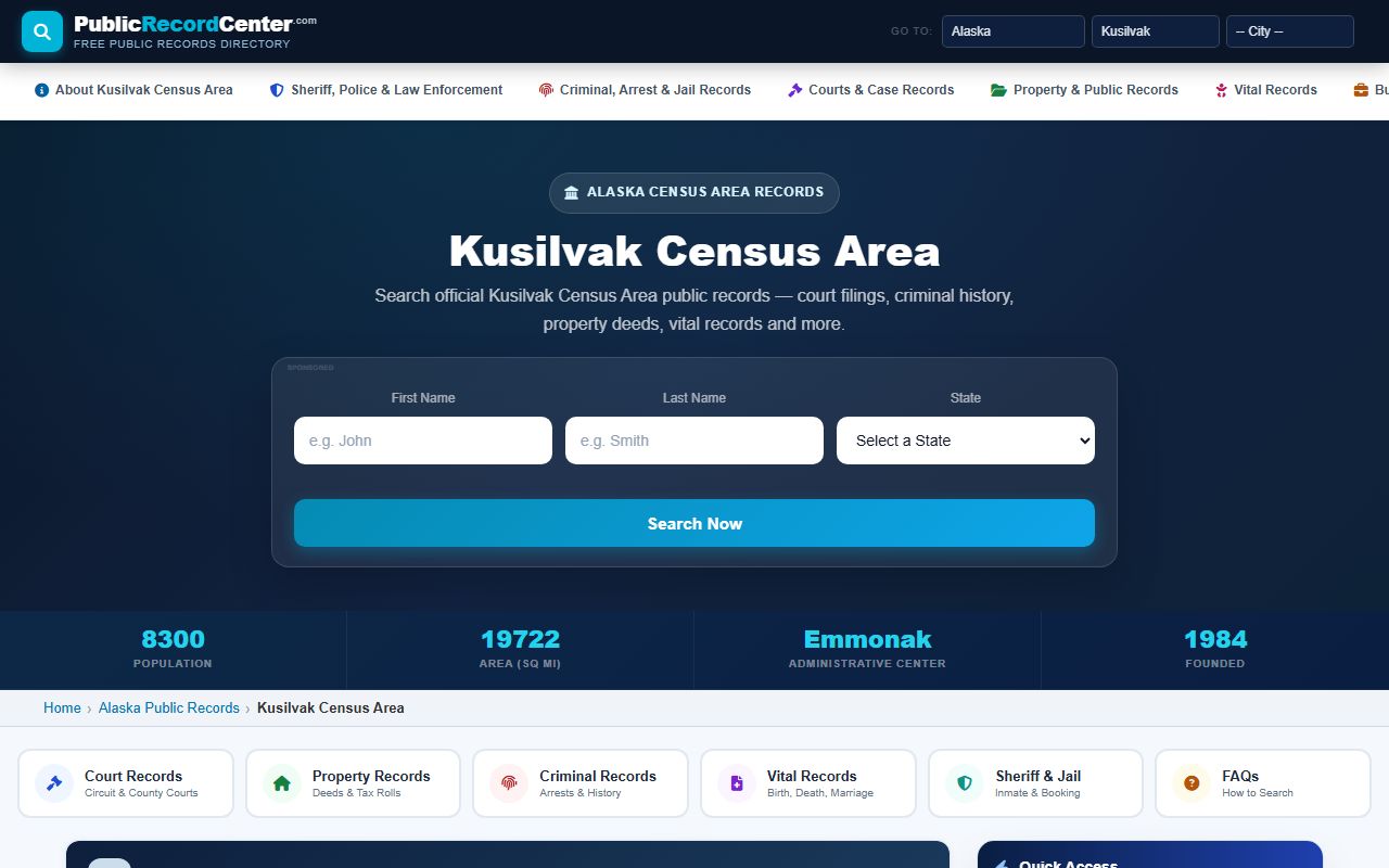 Kusilvak Census Area Alaska background check records