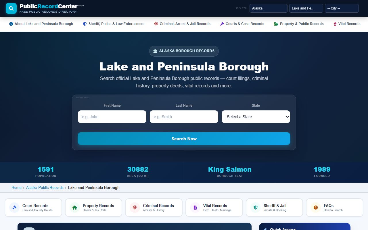 Lake and Peninsula Borough Alaska background check records
