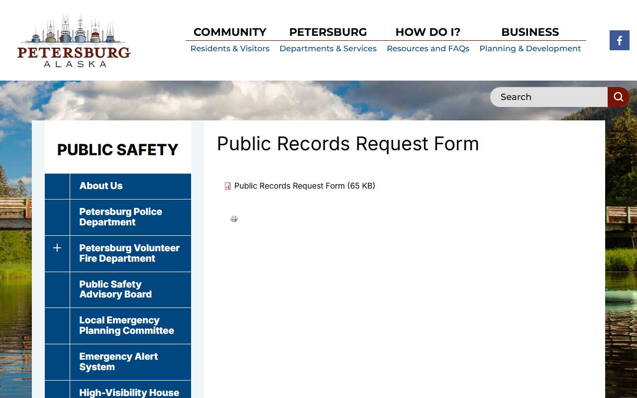 Petersburg Borough background check public records request