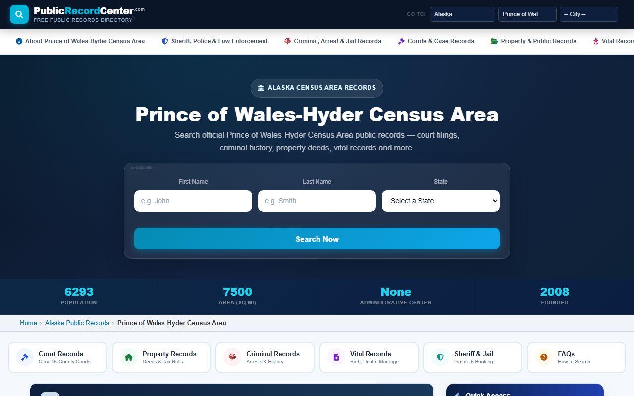 Prince of Wales-Hyder Census Area Alaska background check records