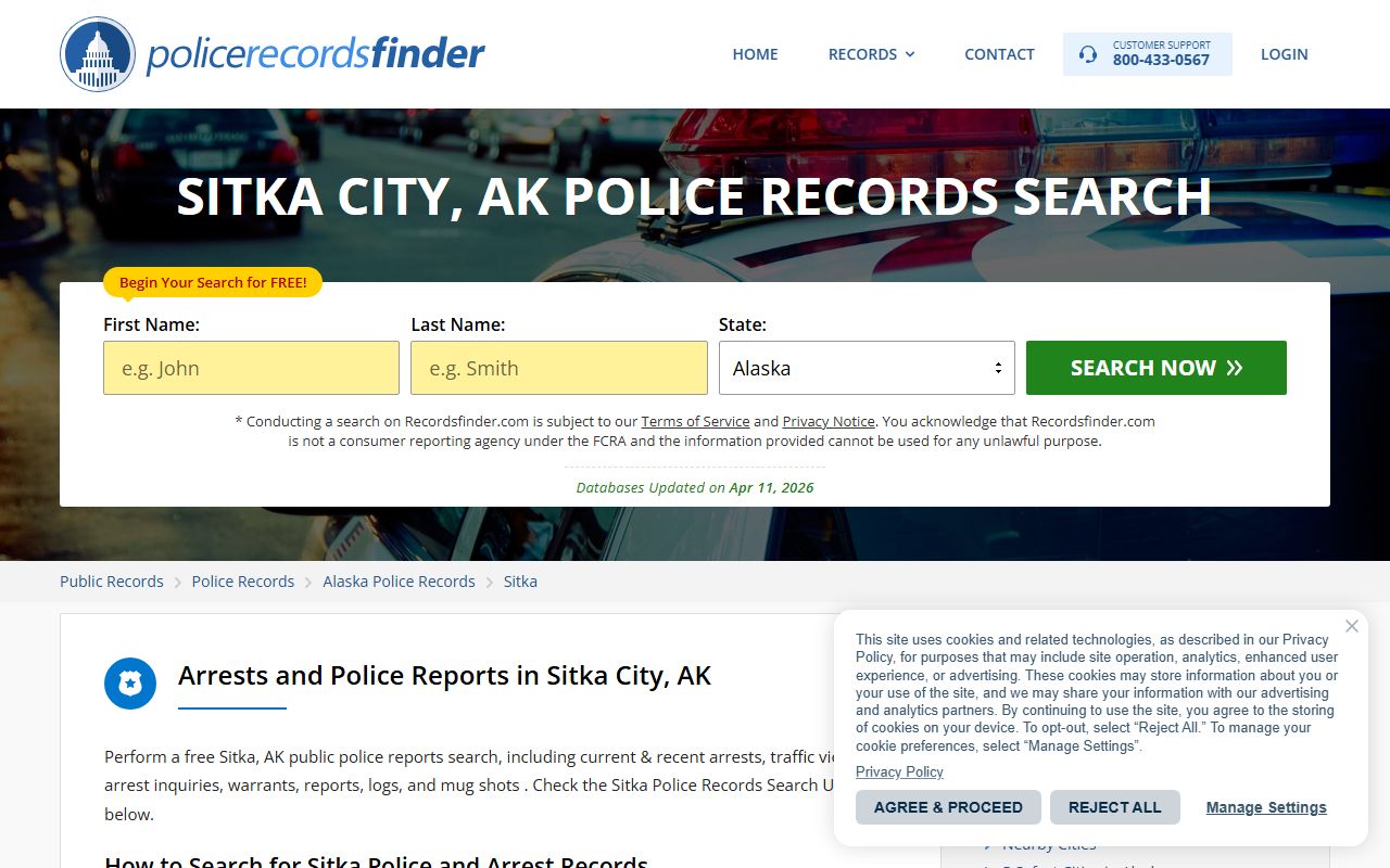 Sitka City and Borough background check Sitka Police records