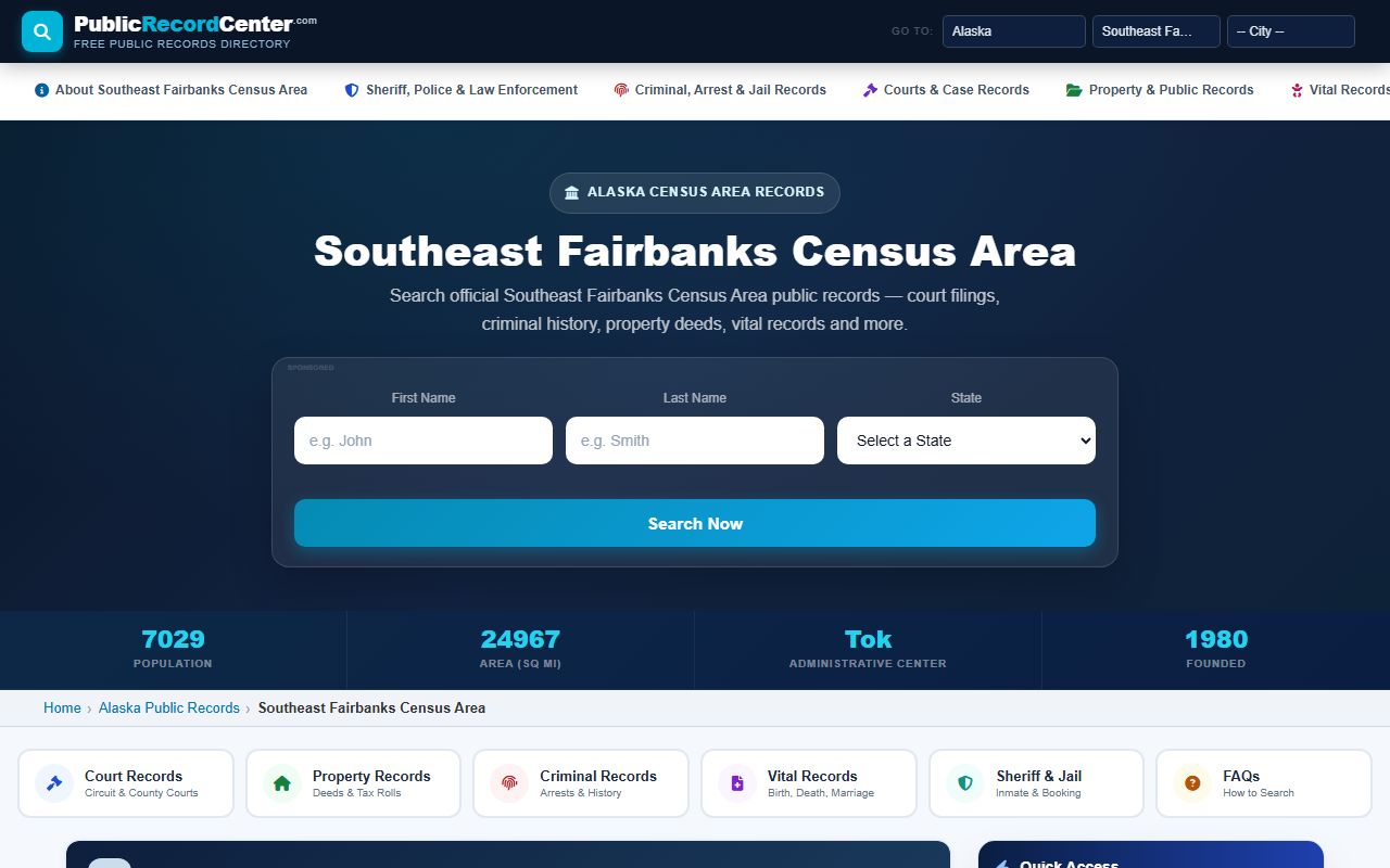 Southeast Fairbanks Census Area Alaska background check records