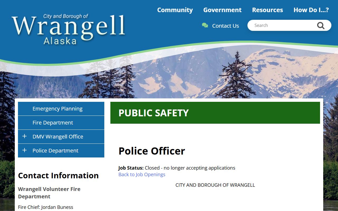 Wrangell background check police officer job bulletin