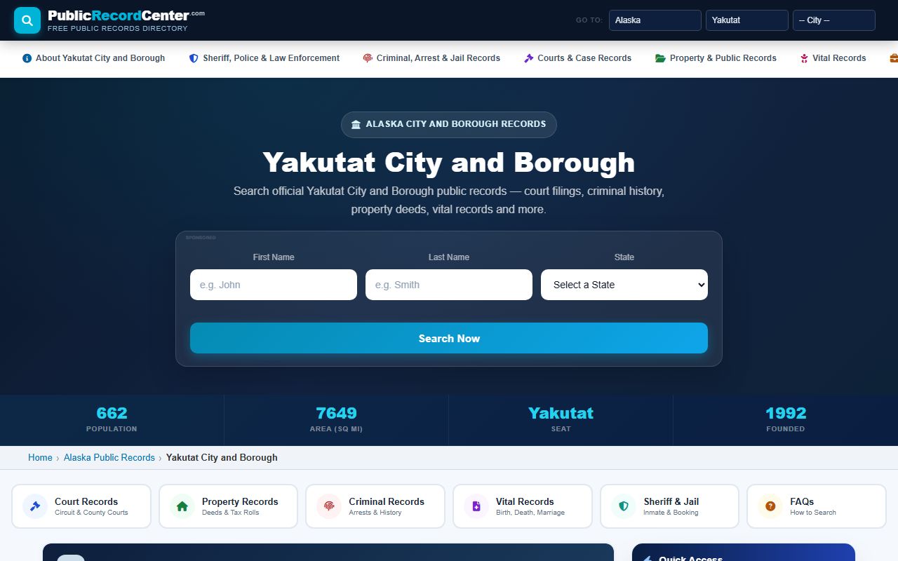 Yakutat background check public records lookup