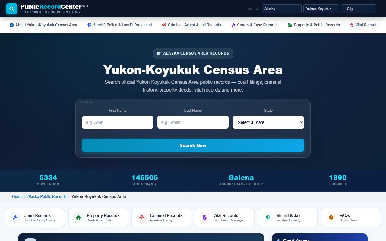 Yukon-Koyukuk Census Area Alaska background check records