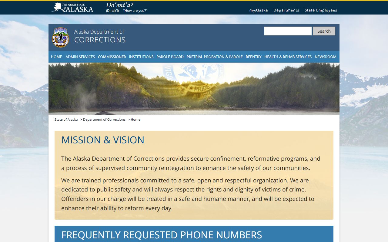 Alaska Department of Corrections background check search